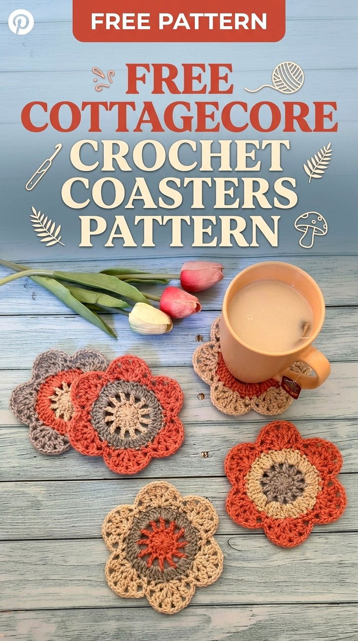 Free Cottagecore Crochet Coasters Pattern