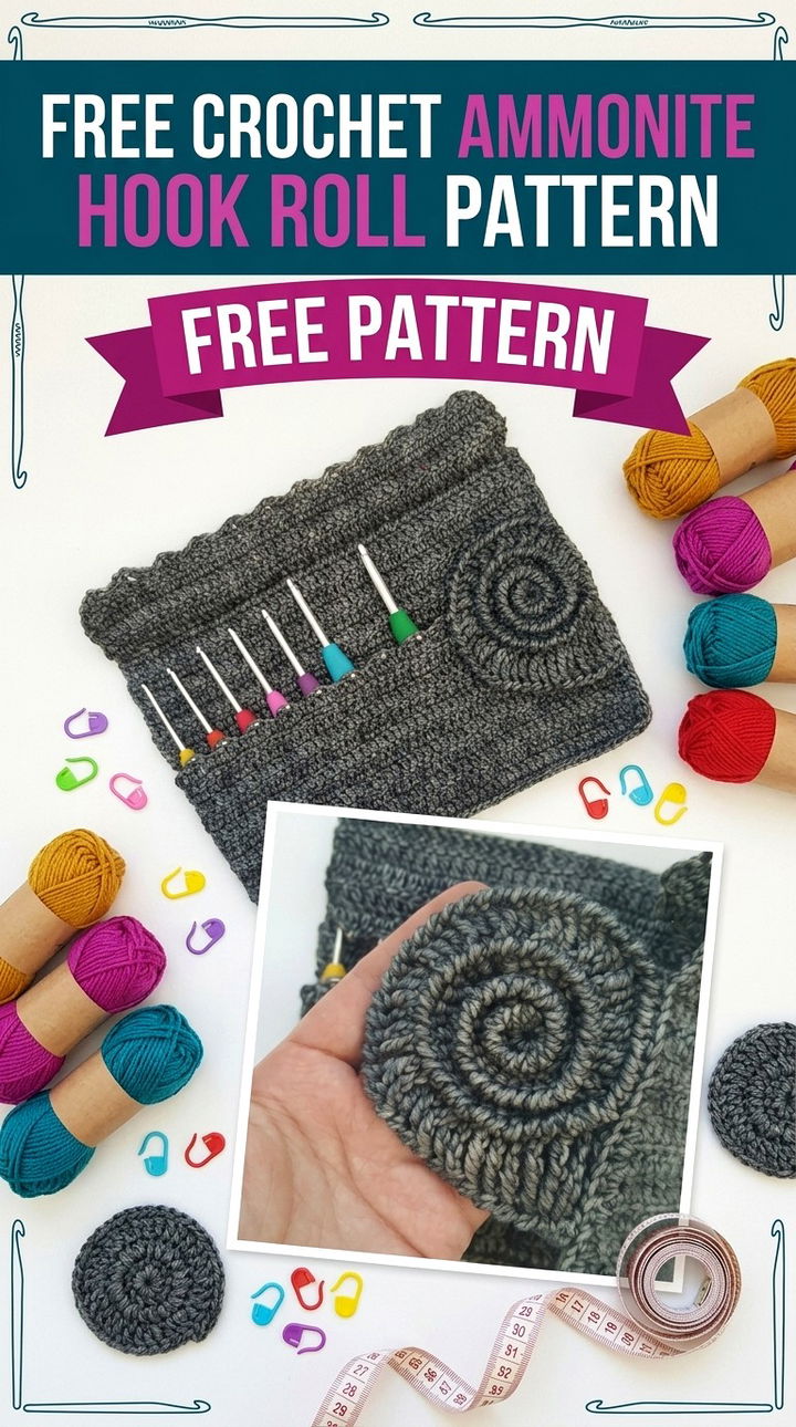 Free Crochet Ammonite Hook Roll Pattern