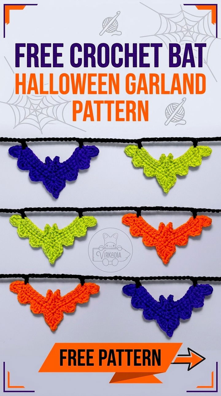 Free Crochet Bat Halloween Garland Pattern Spooky Boho Decor