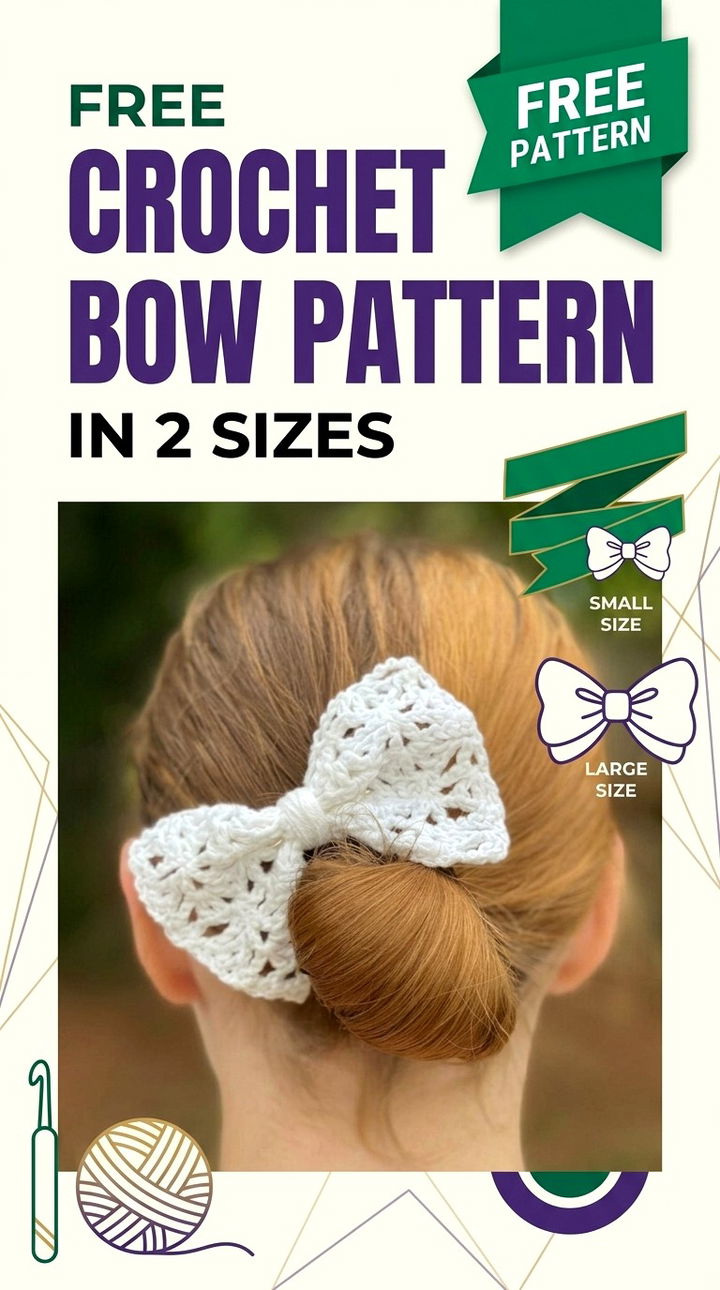 Free Crochet Bow Pattern in 2 Sizes Modern Retro Chic