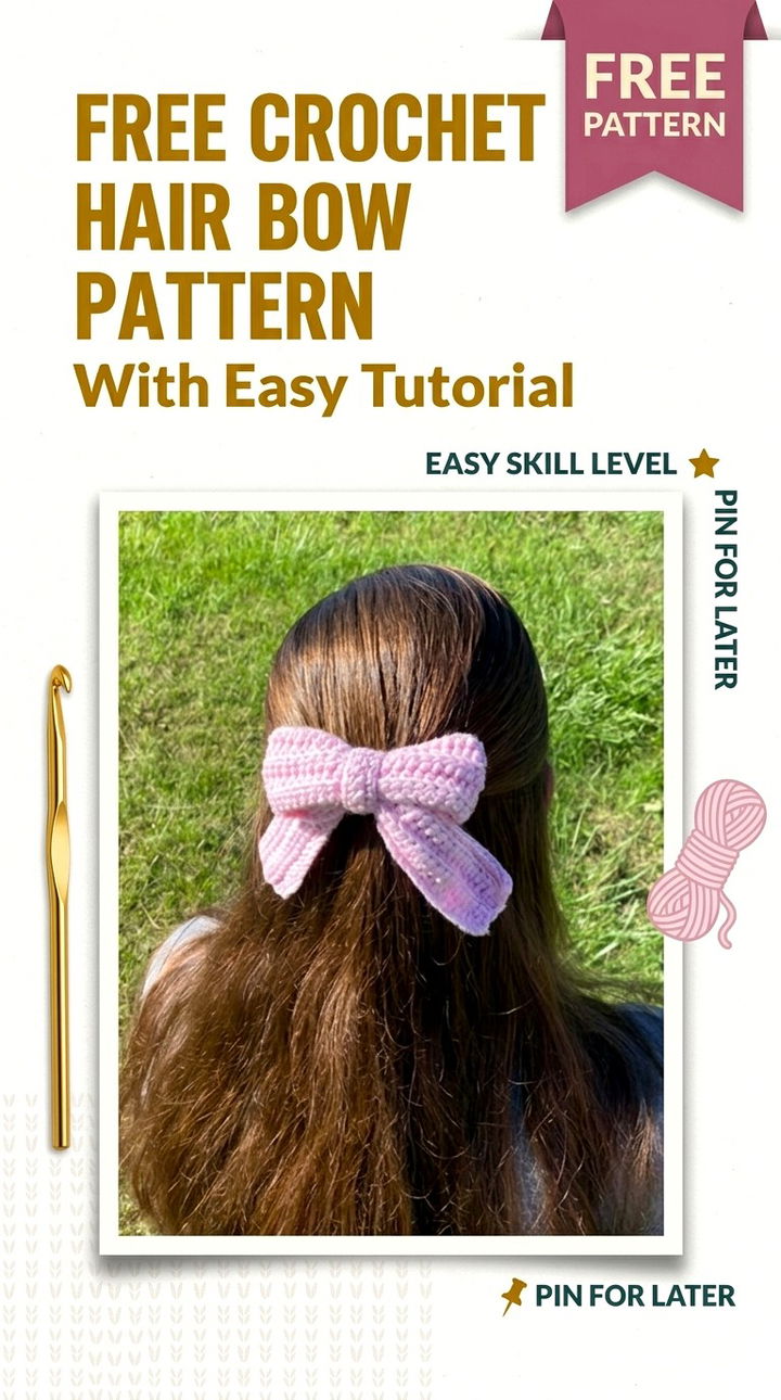 Free Crochet Hair Bow Pattern With Easy Tutorial