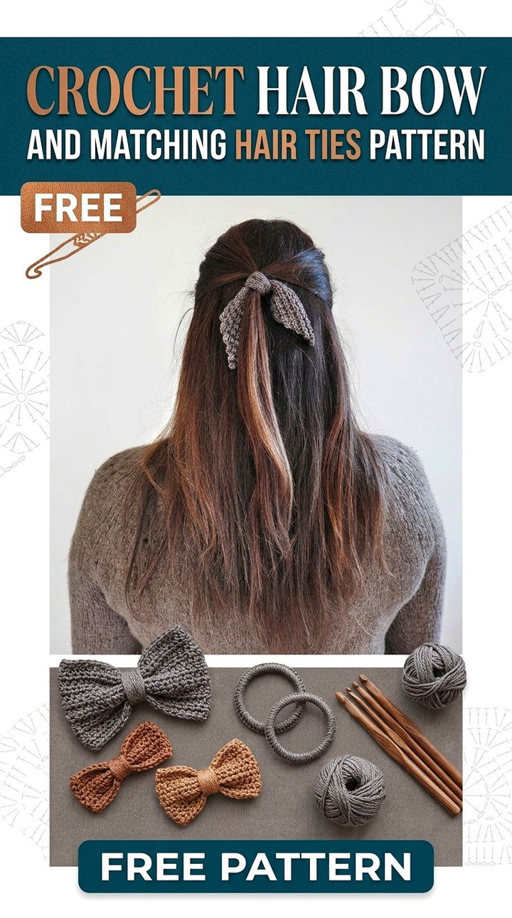 Free Crochet Hair Bow and Matching Hair Ties Pattern