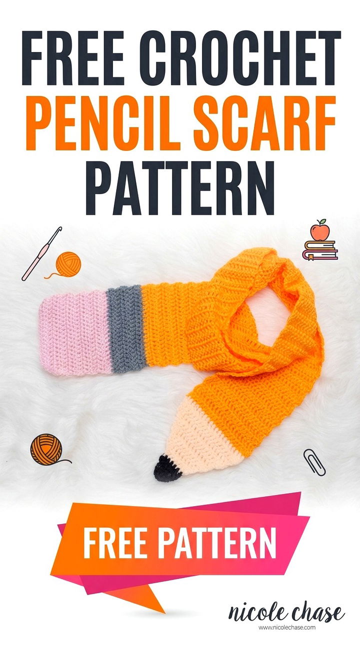 Free Crochet Pencil Scarf Pattern Modern Groovy Teacher Style