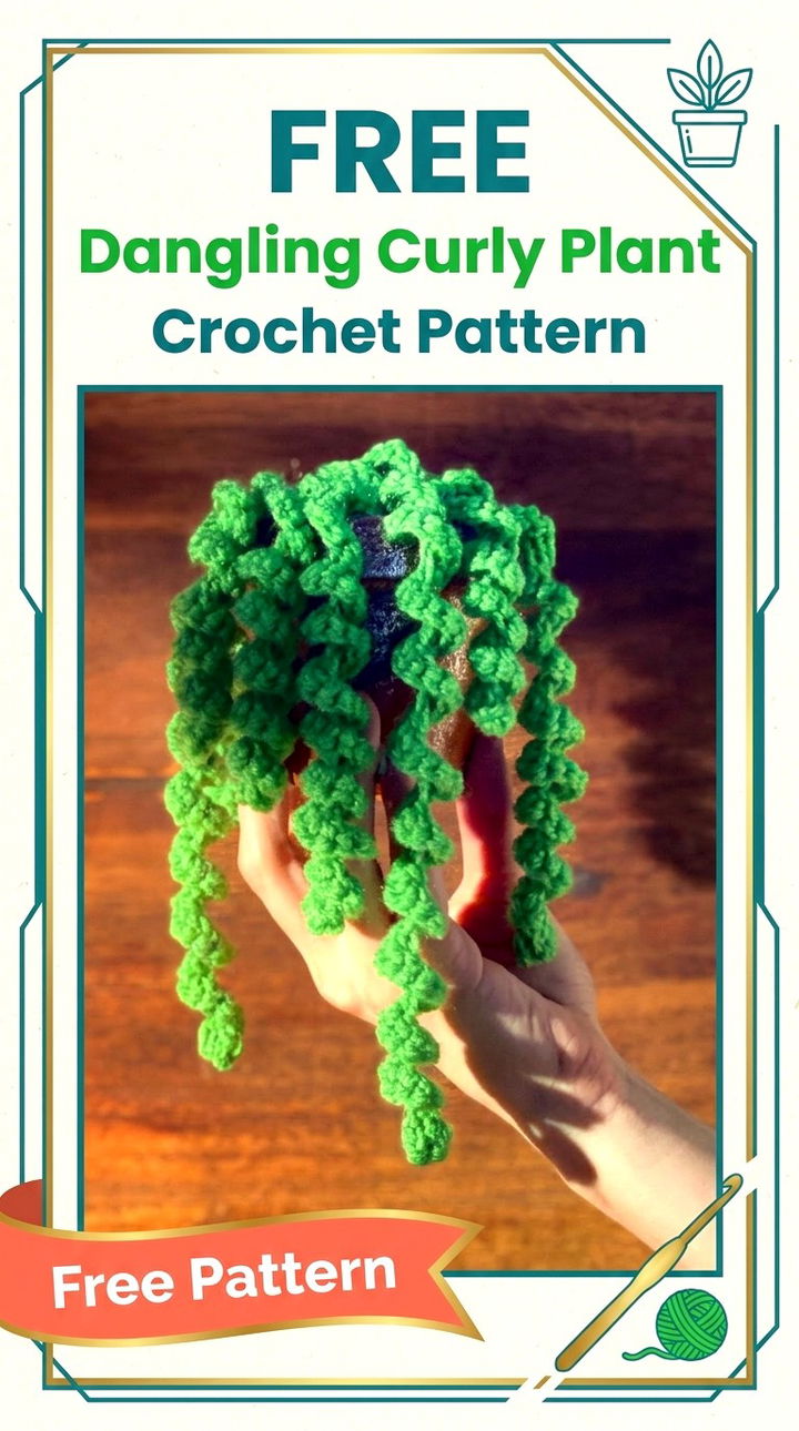 Free Dangling Curly Plant Crochet Pattern Modern Retro Botanical Style