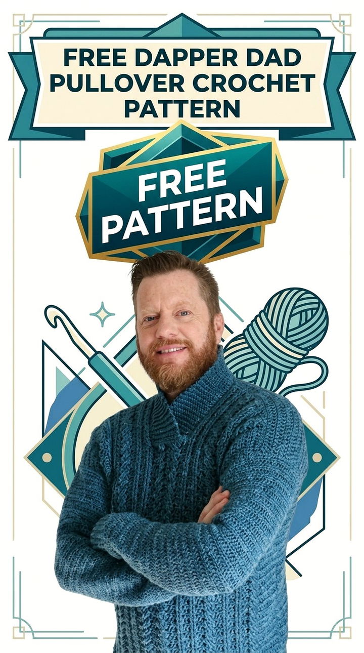Free Dapper Dad Pullover Crochet Pattern Modern Retro Men's Style