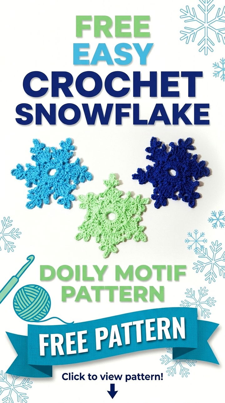 Free Easy Crochet Snowflake Doily Motif Pattern