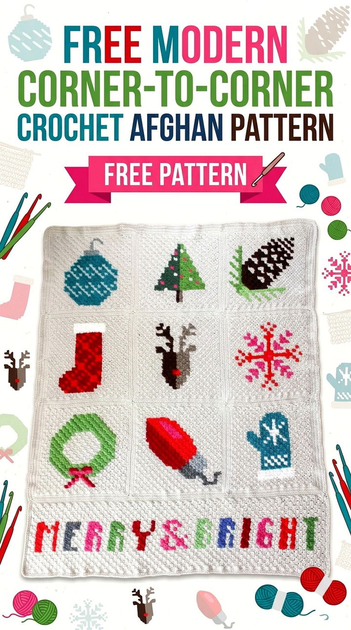 Free Modern Corner to Corner Crochet Afghan Pattern Retro Boho Comfort