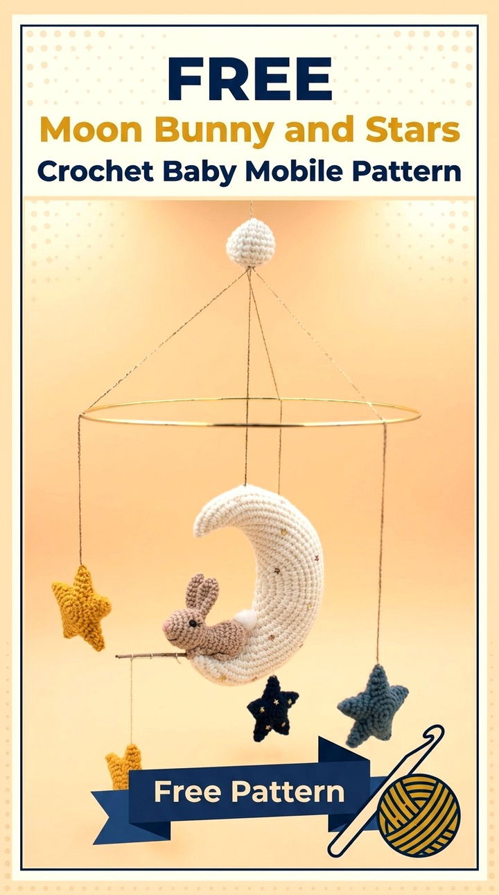 Free Moon Bunny and Stars Crochet Baby Mobile Pattern