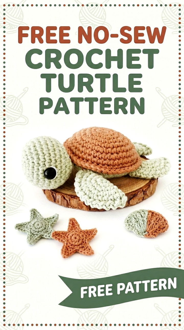 Free No Sew Crochet Turtle Pattern Modern Retro Boho Style