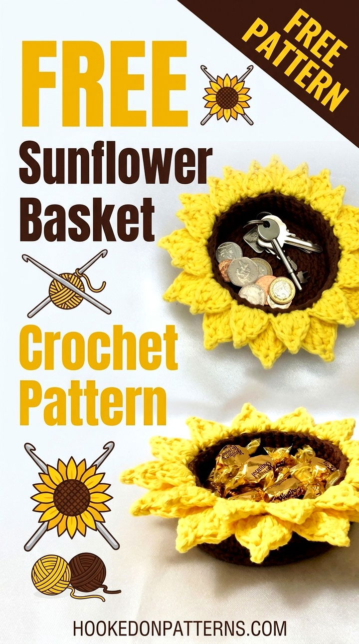 Free Sunflower Basket Crochet Pattern