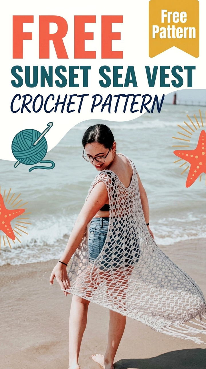 Free Sunset Sea Vest Crochet Pattern Modern Retro Boho Style
