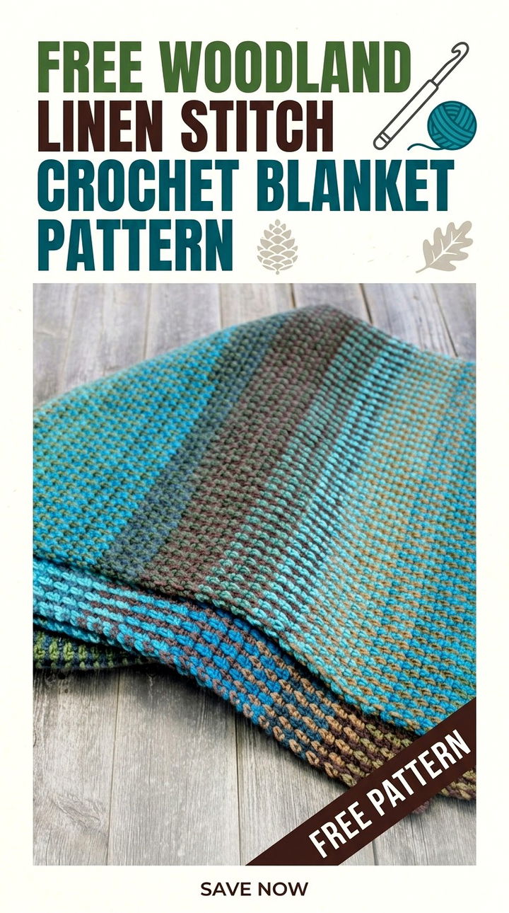 Free Woodland Linen Stitch Crochet Blanket Pattern Modern Groovy Cozy Decor