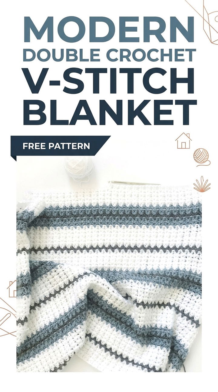 Modern Double Crochet V Stitch Blanket