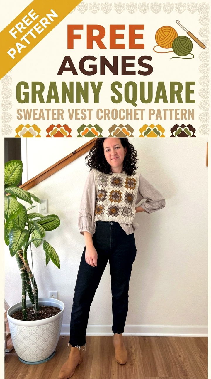 Free Agnes Granny Square Sweater Vest Crochet Pattern