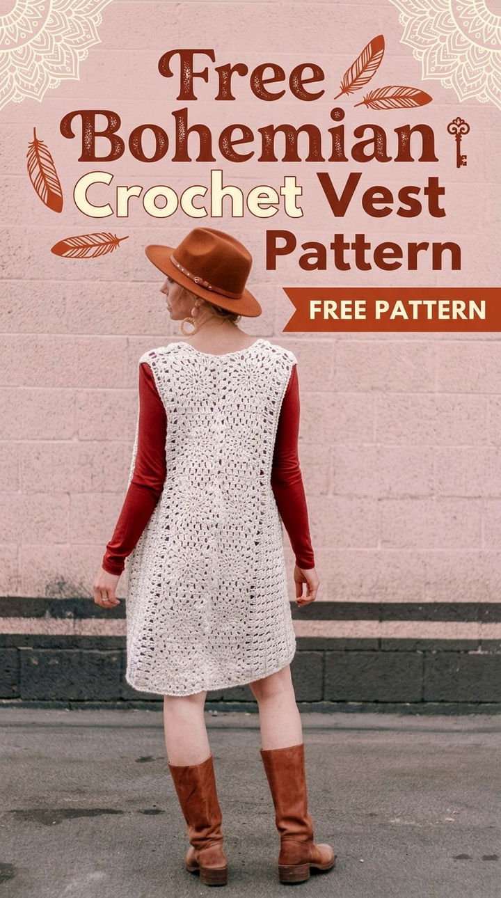 Free Bohemian Crochet Vest Pattern Modern Retro Chic Style