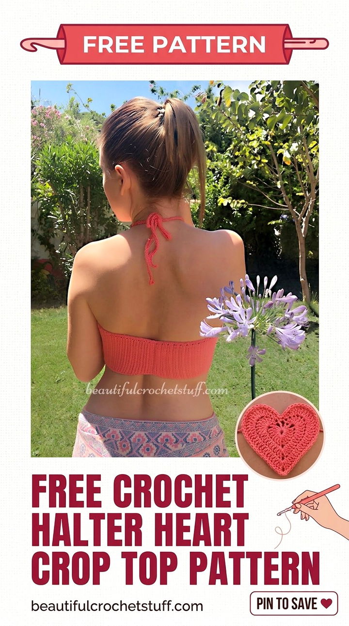 Free Crochet Halter Heart Crop Top Pattern