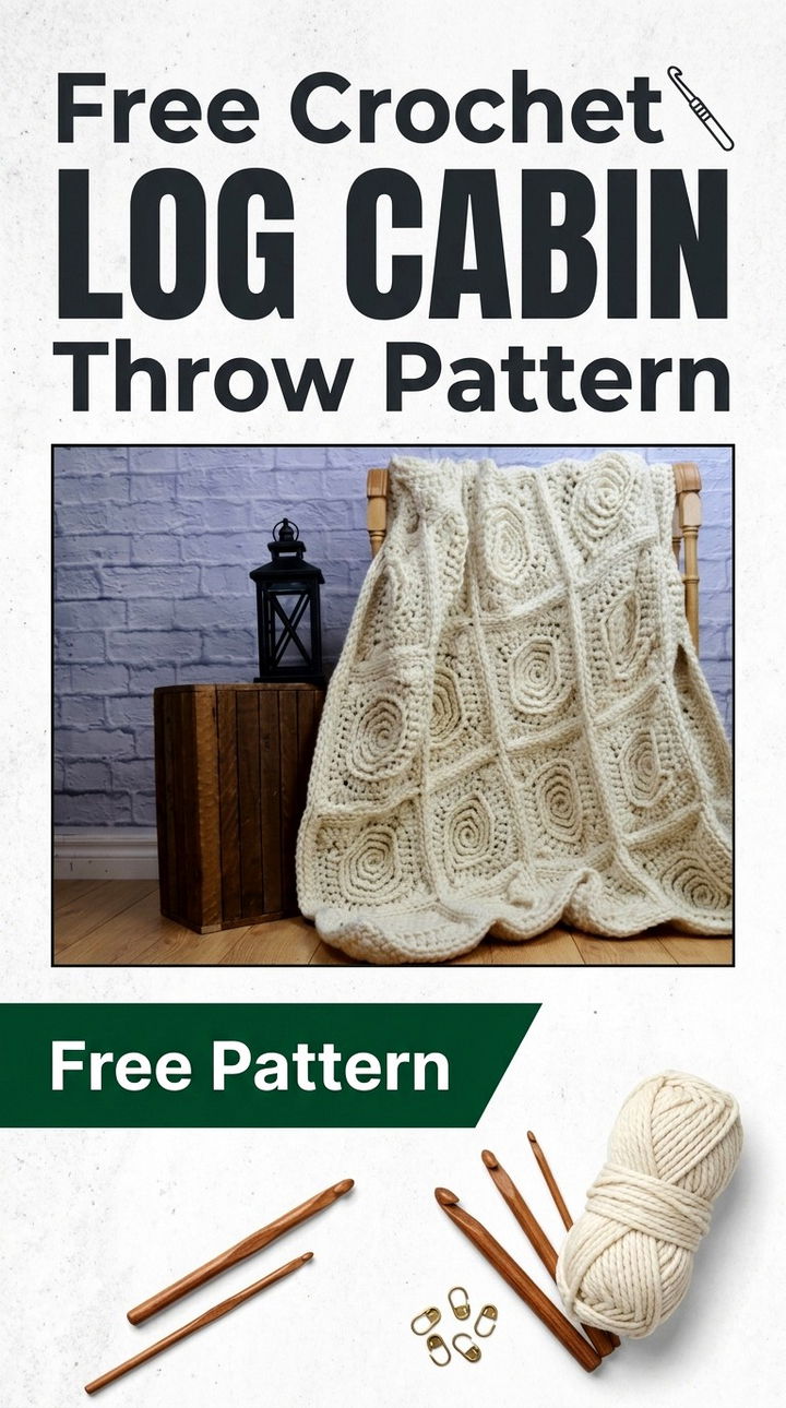 Free Crochet Log Cabin Throw Pattern