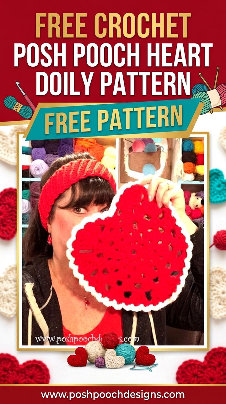 Free Crochet Posh Pooch Heart Doily Pattern