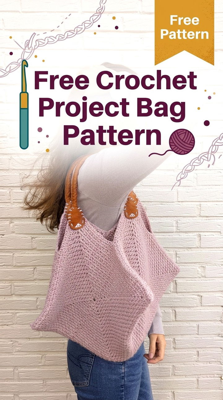 Free Crochet Project Bag Pattern Modern Groovy Maker Style