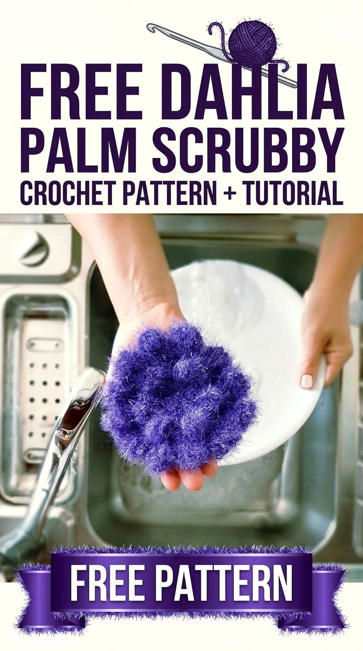 Free Dahlia Palm Scrubby Crochet Pattern Modern Retro Kitchen Style