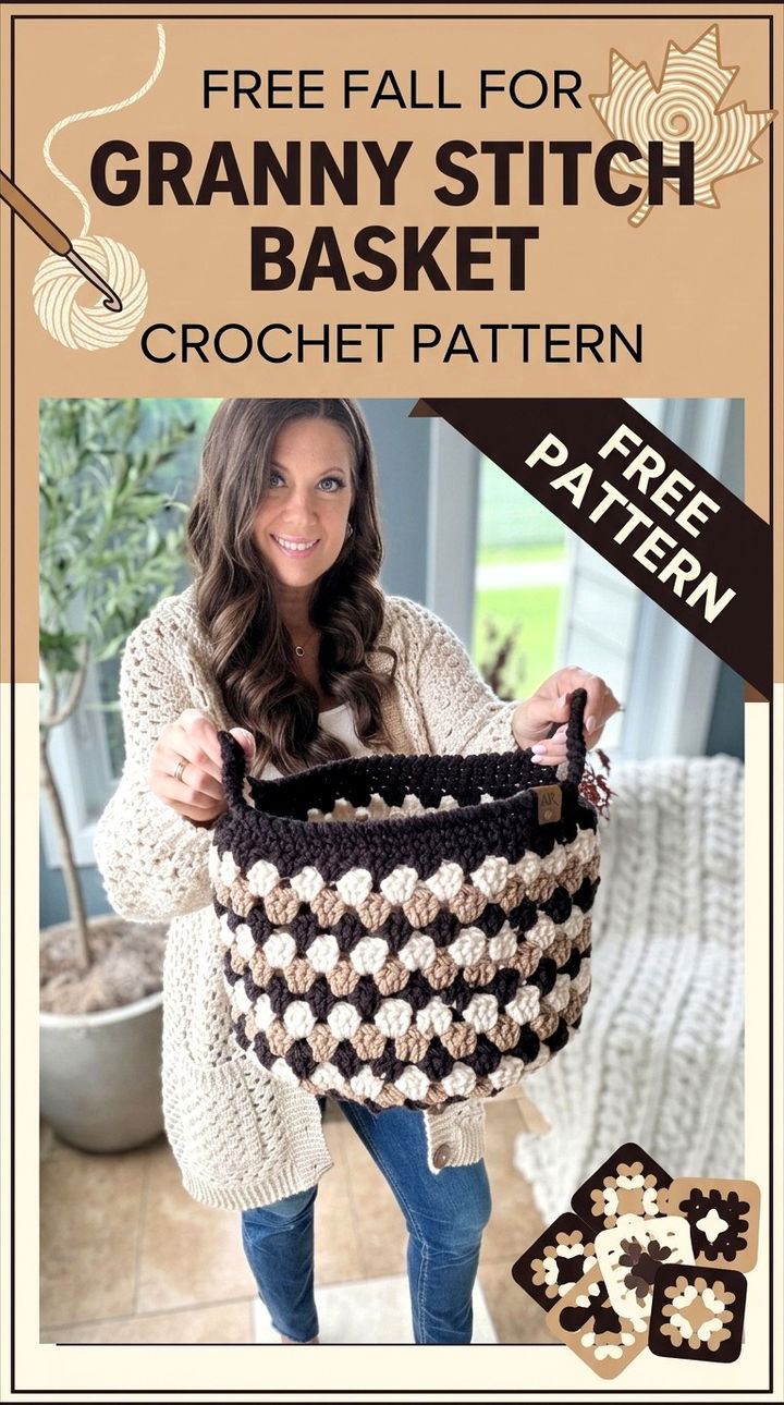 Free Fall For Granny Stitch Basket Crochet Pattern Cozy Boho Storage