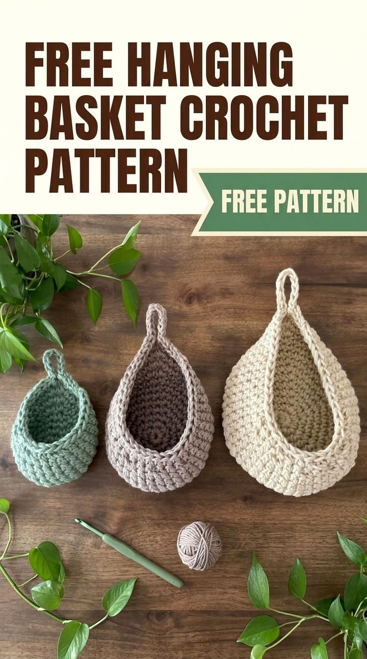 Free Hanging Basket Crochet Pattern Modern Retro Space Saving Style