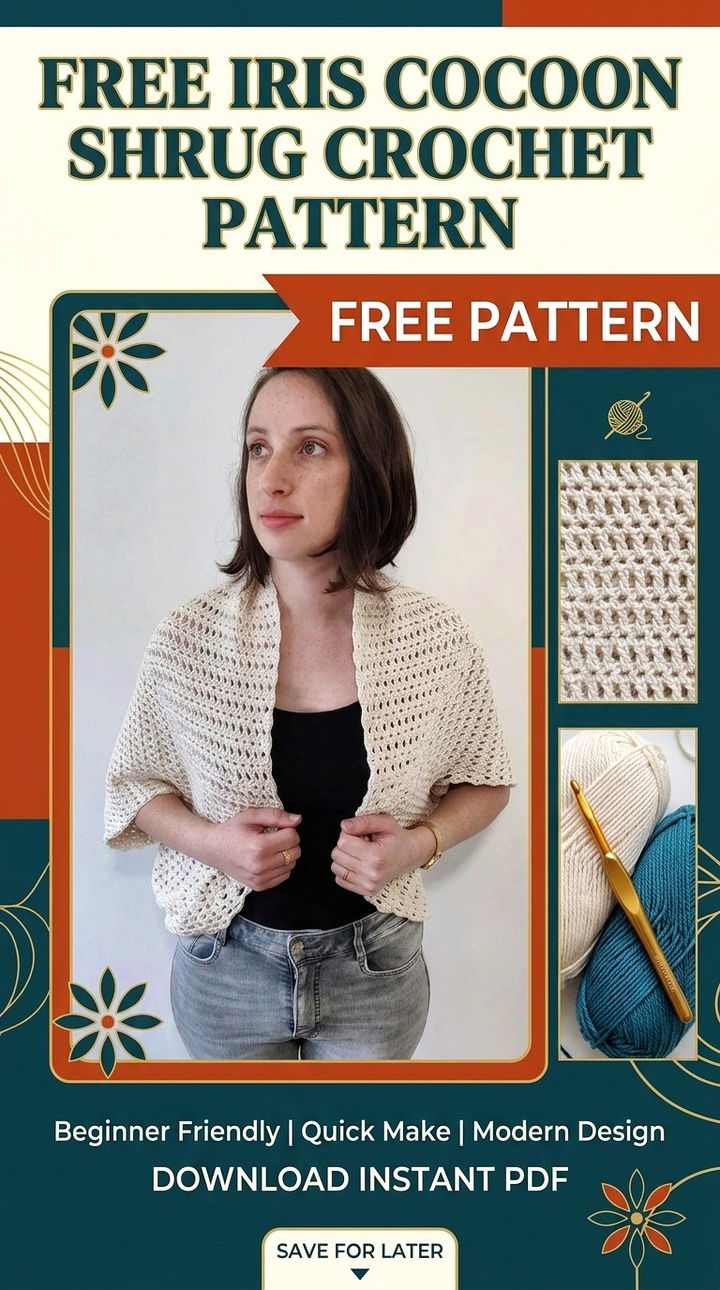 Free Iris Cocoon Shrug Crochet Pattern Modern Retro Boho Style