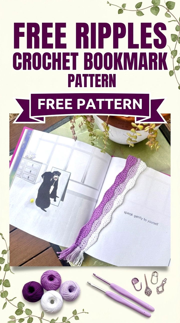 Free Ripples Crochet Bookmark Pattern Modern Groovy Bookish Style