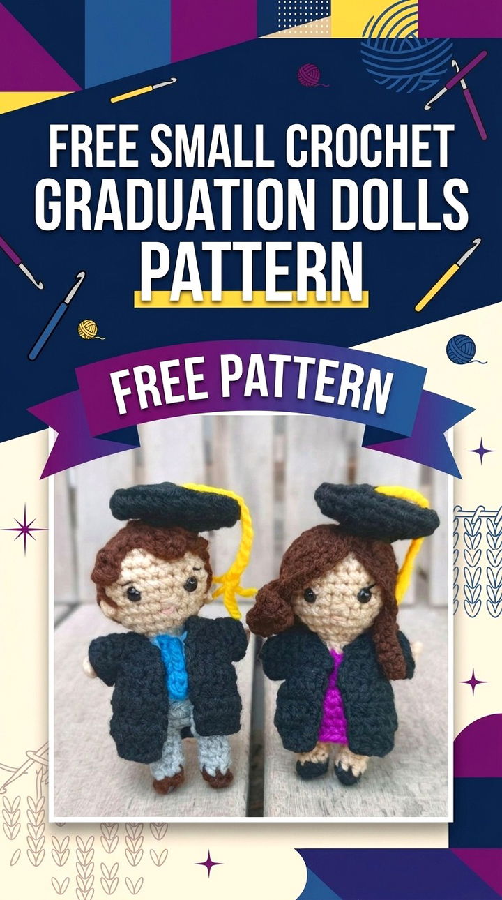 Free Small Crochet Graduation Dolls Pattern Modern Amigurumi Style