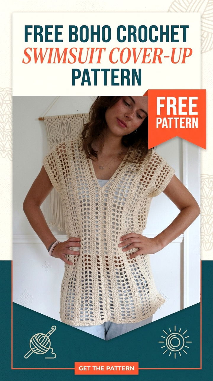 Free Summer Boho Crochet Swimsuit Cover Up Pattern