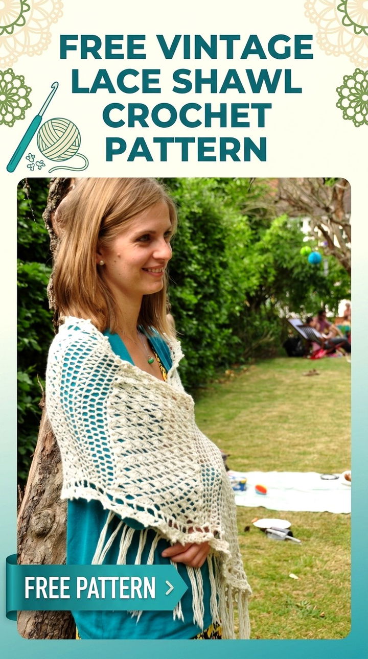 Free Vintage Lace Shawl Pattern Retro Chic Bohemian Wrap