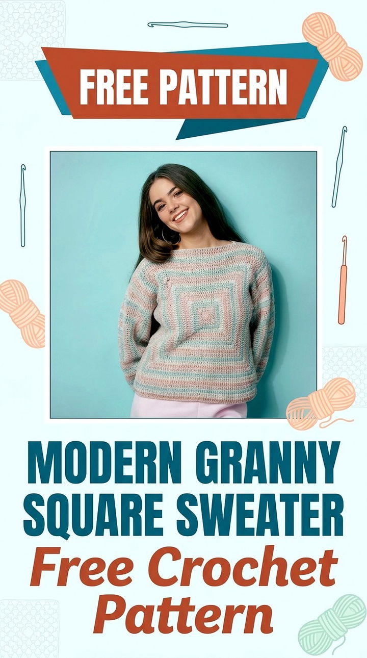 Modern Granny Square Sweater Free Crochet Pattern