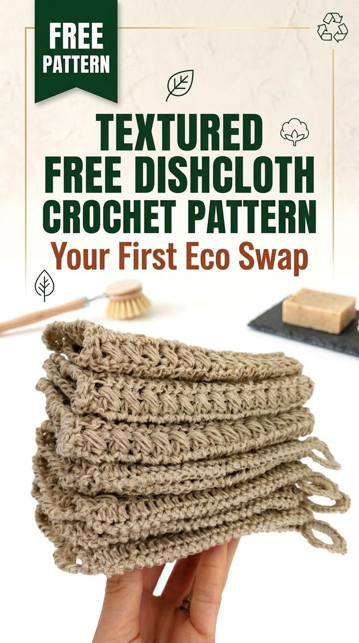 Textured Free Dishcloth Crochet Pattern Your First Eco Swap