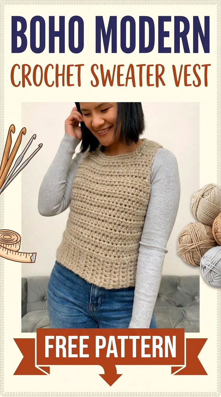 Effortless Boho Crochet Sweater Vest