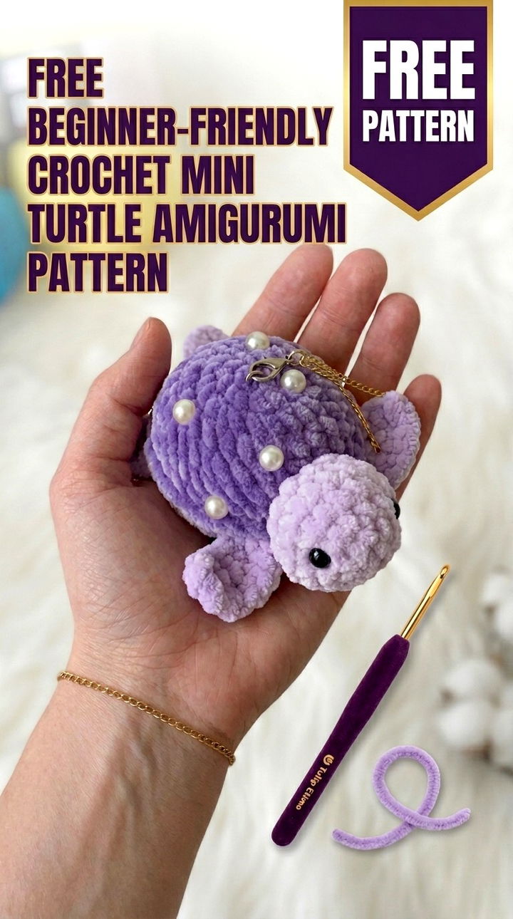Free Beginner Friendly Crochet Mini Turtle Amigurumi Pattern Modern Retro Boho Style