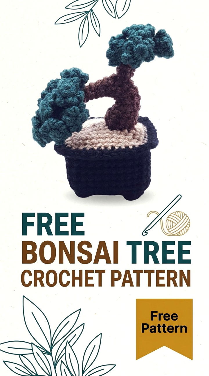 Free Bonsai Tree Crochet Pattern Modern Retro Botanical Style