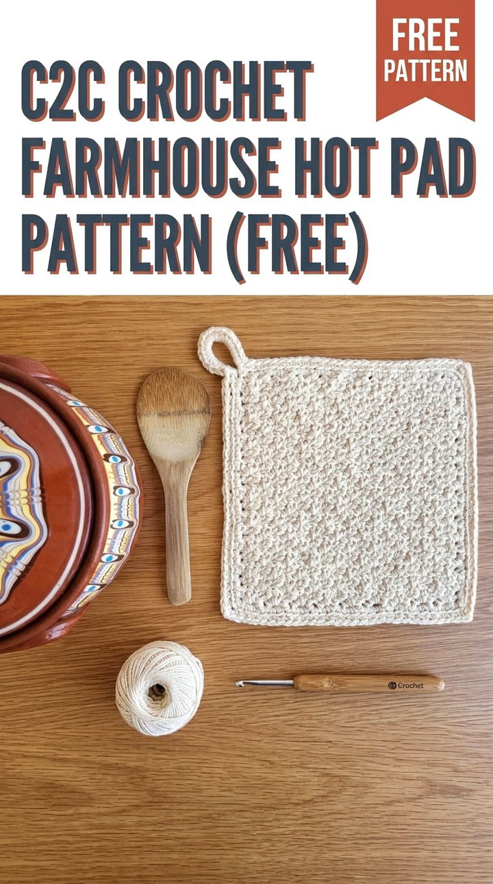 Free C2C Crochet Farmhouse Hot Pad Pattern