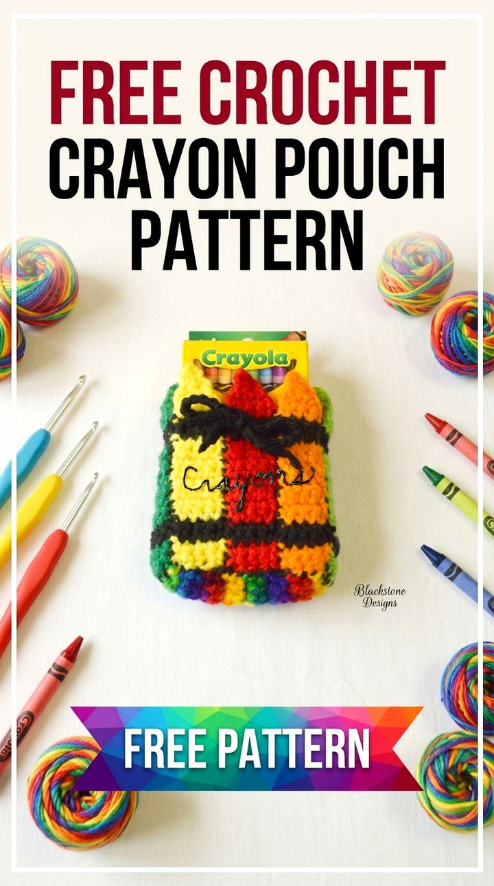 Free Crochet Crayon Pouch Pattern Modern Groovy School Style