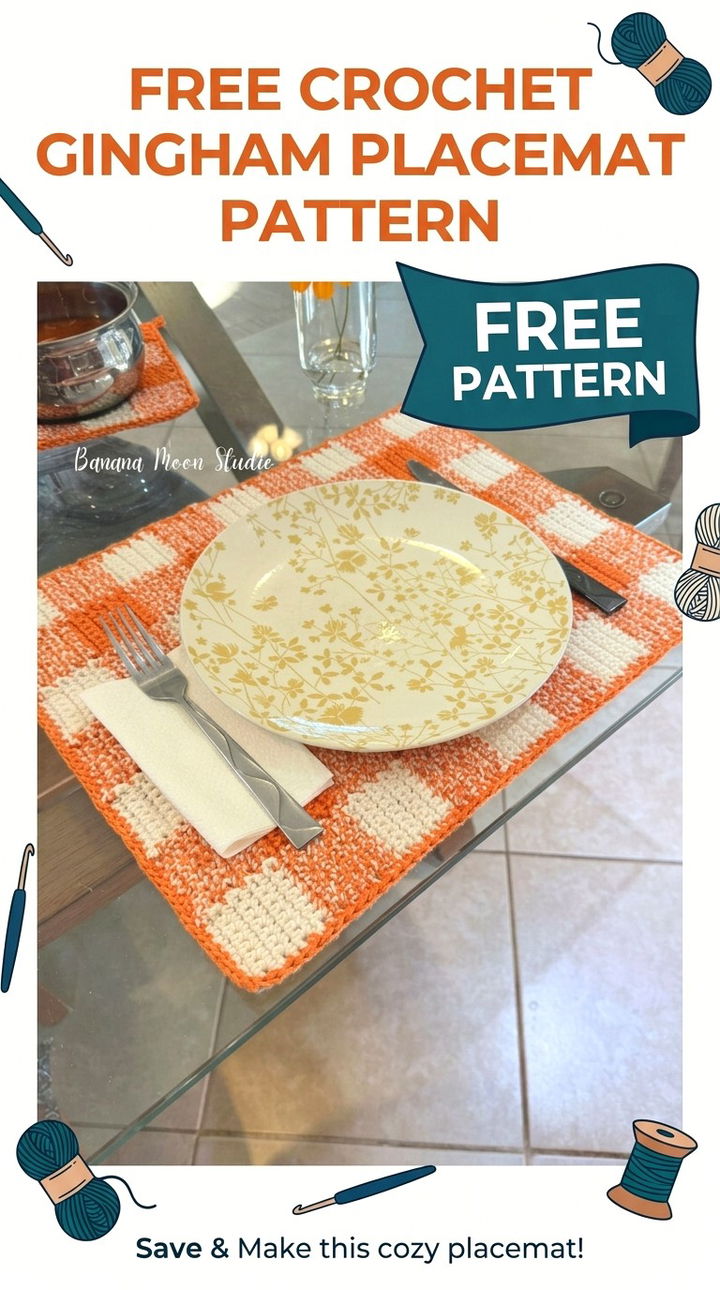 Free Crochet Gingham Placemat Pattern
