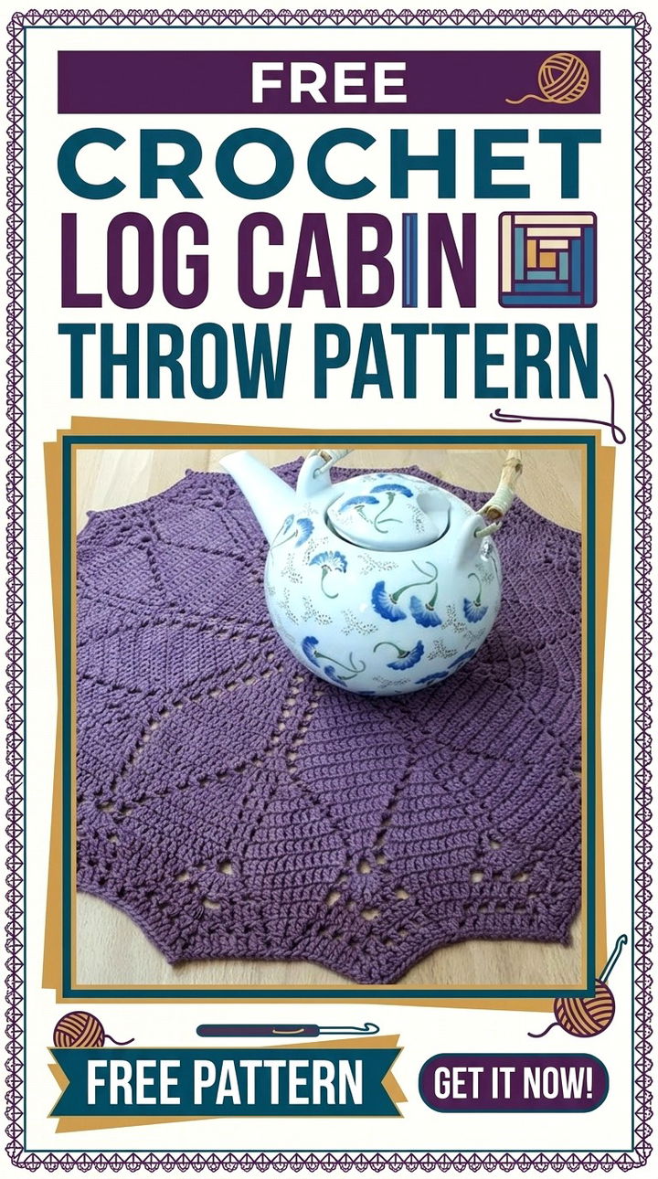 Free Crochet Log Cabin Throw Pattern
