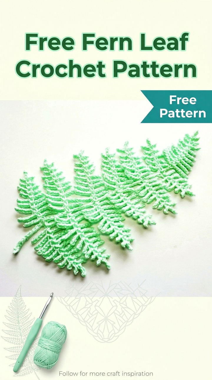 Free Fern Leaf Crochet Pattern Modern Retro Botanical Style