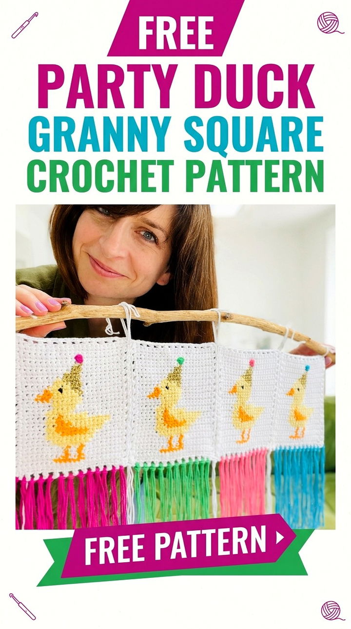 Free Party Duck Granny Square Crochet Pattern