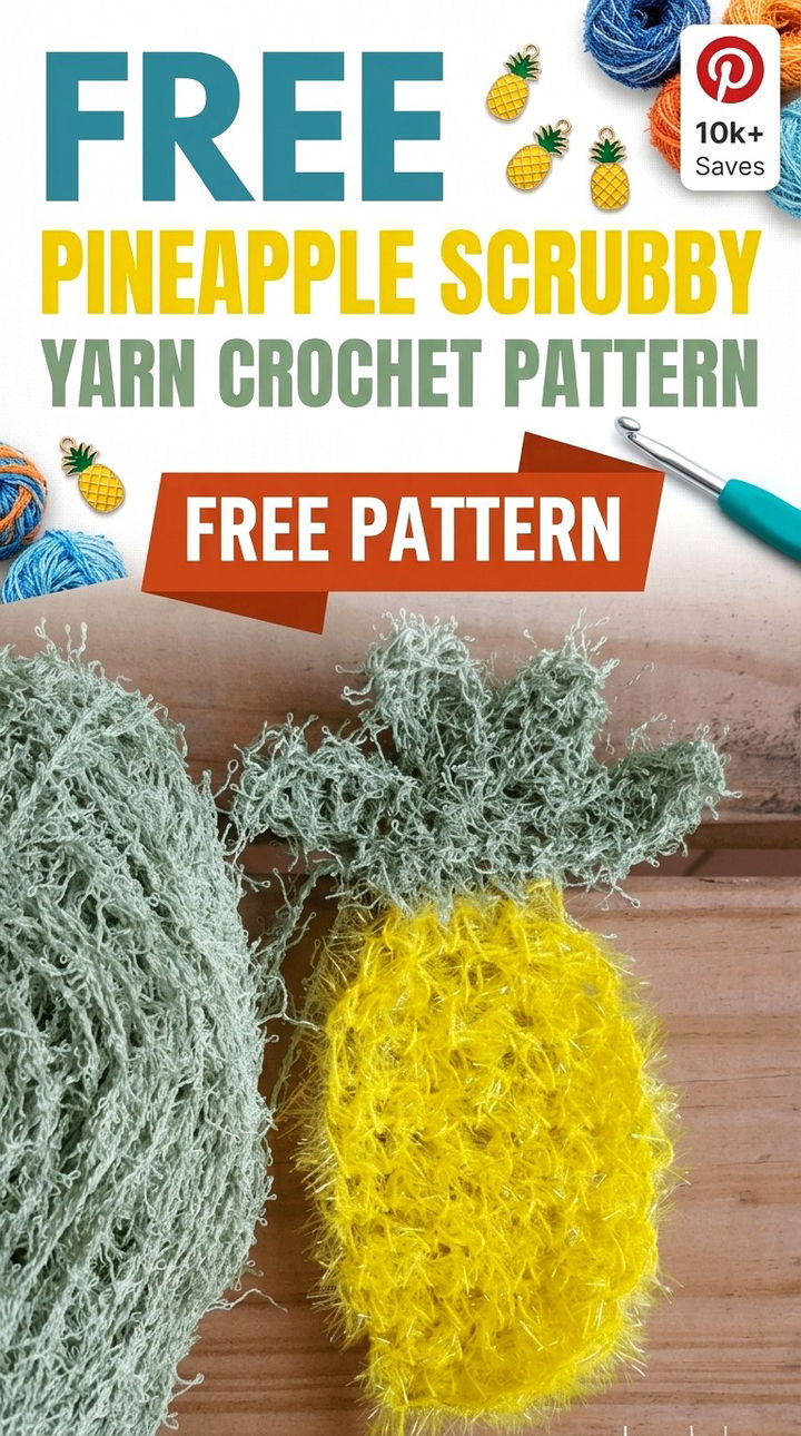 Free Pineapple Scrubby Yarn Crochet Pattern Modern Retro Kitchen Style