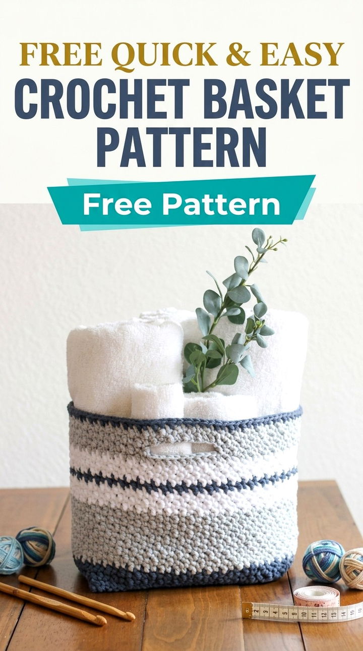 Free Quick and Easy Crochet Basket Pattern Modern Retro Home Style