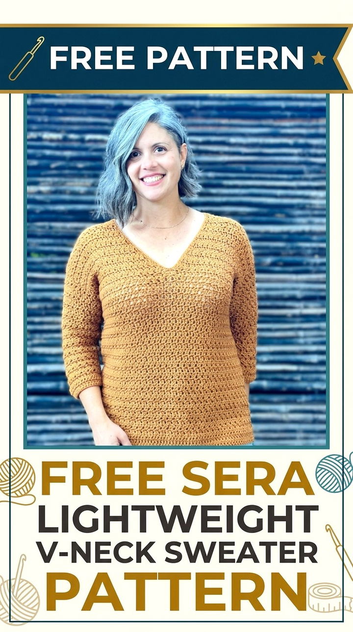Free Sera Lightweight Crochet V Neck Sweater Pattern