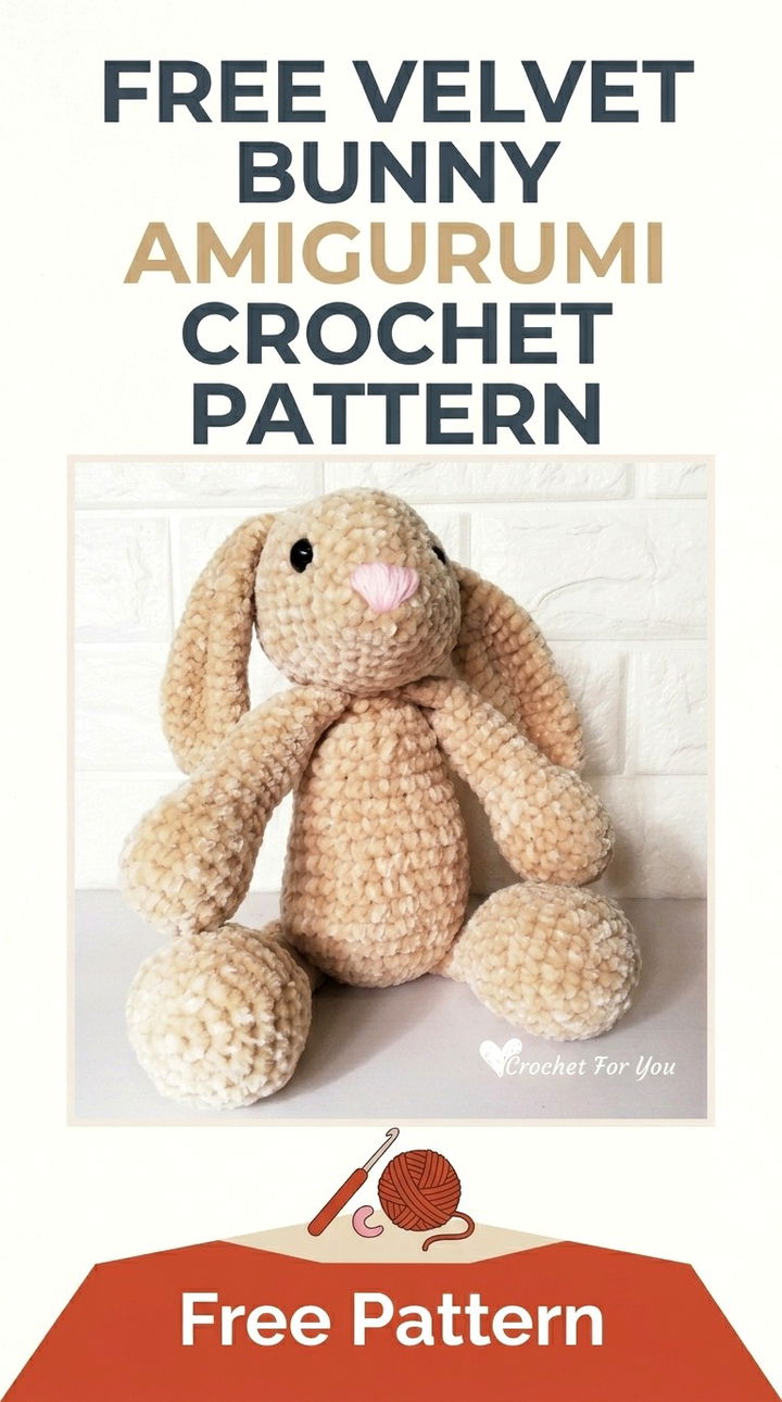 Free Velvet Bunny Amigurumi Crochet Pattern Cozy Retro Boho Plushie