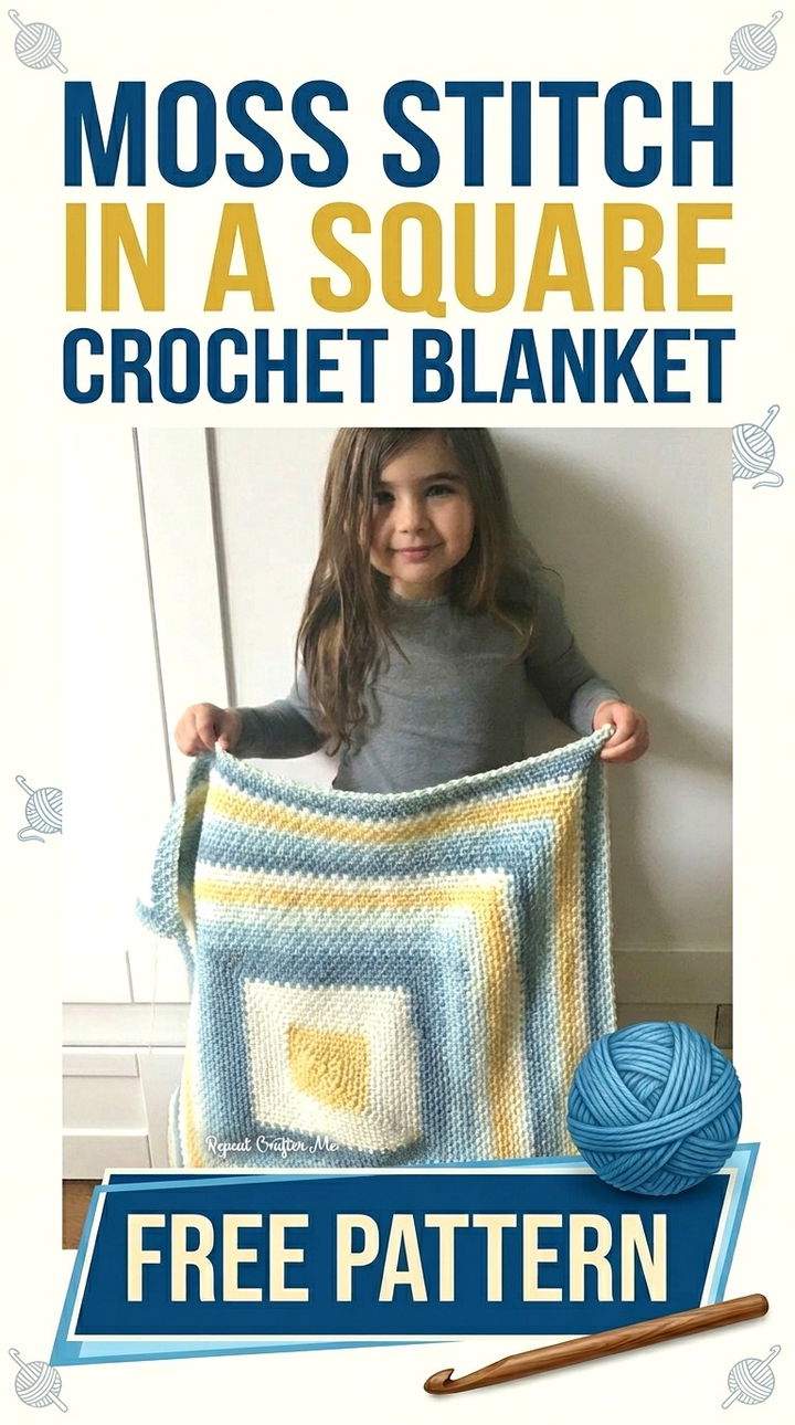 Geometric Elegance The Moss Stitch in a Square Crochet Blanket