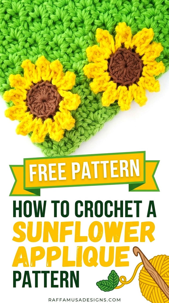 How to Crochet a Sunflower Applique Free Versatile Motif Pattern
