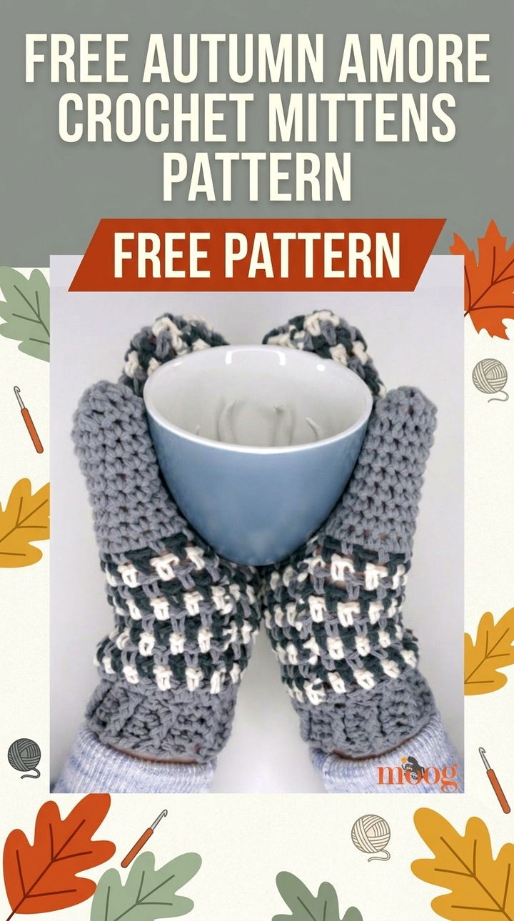 Free Autumn Amore Crochet Mittens Pattern Modern Groovy Winter Style
