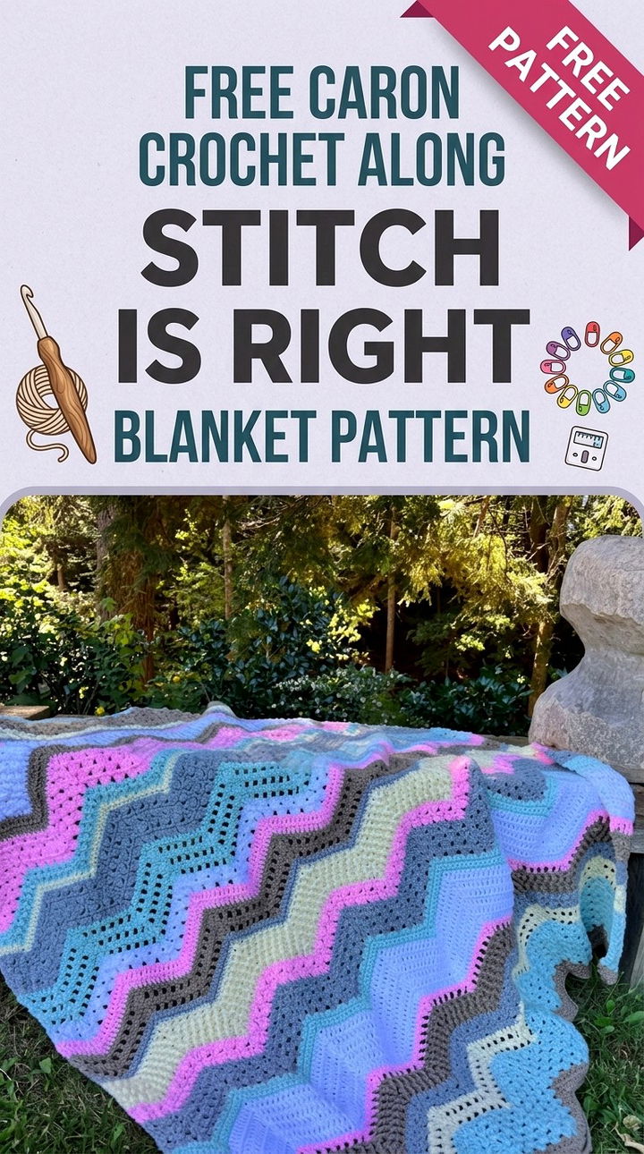 Free Caron Crochet Along Stitch Is Right Blanket Pattern